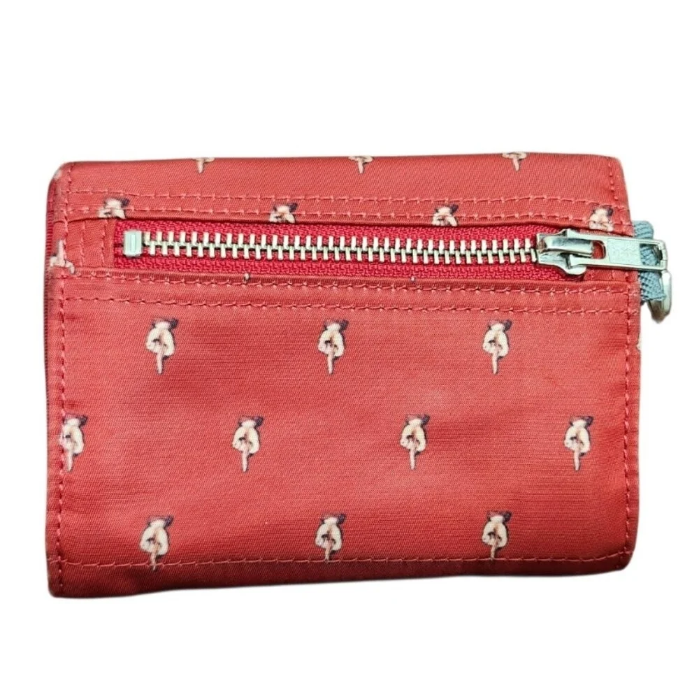 Porter Tokyo Japan Red Canvas Wallet Zip Coin Key Ring Small Trifold